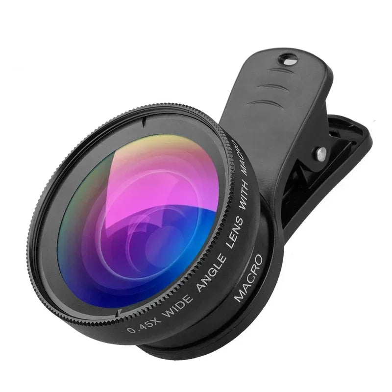 2pcs Phone Lens Kit 0.45x Super Wide Angle & 12.5x Super Macro Lens HD Camera Lentes for IPhone 6S 7 Xiaomi All Cellphone Qme Rose gold