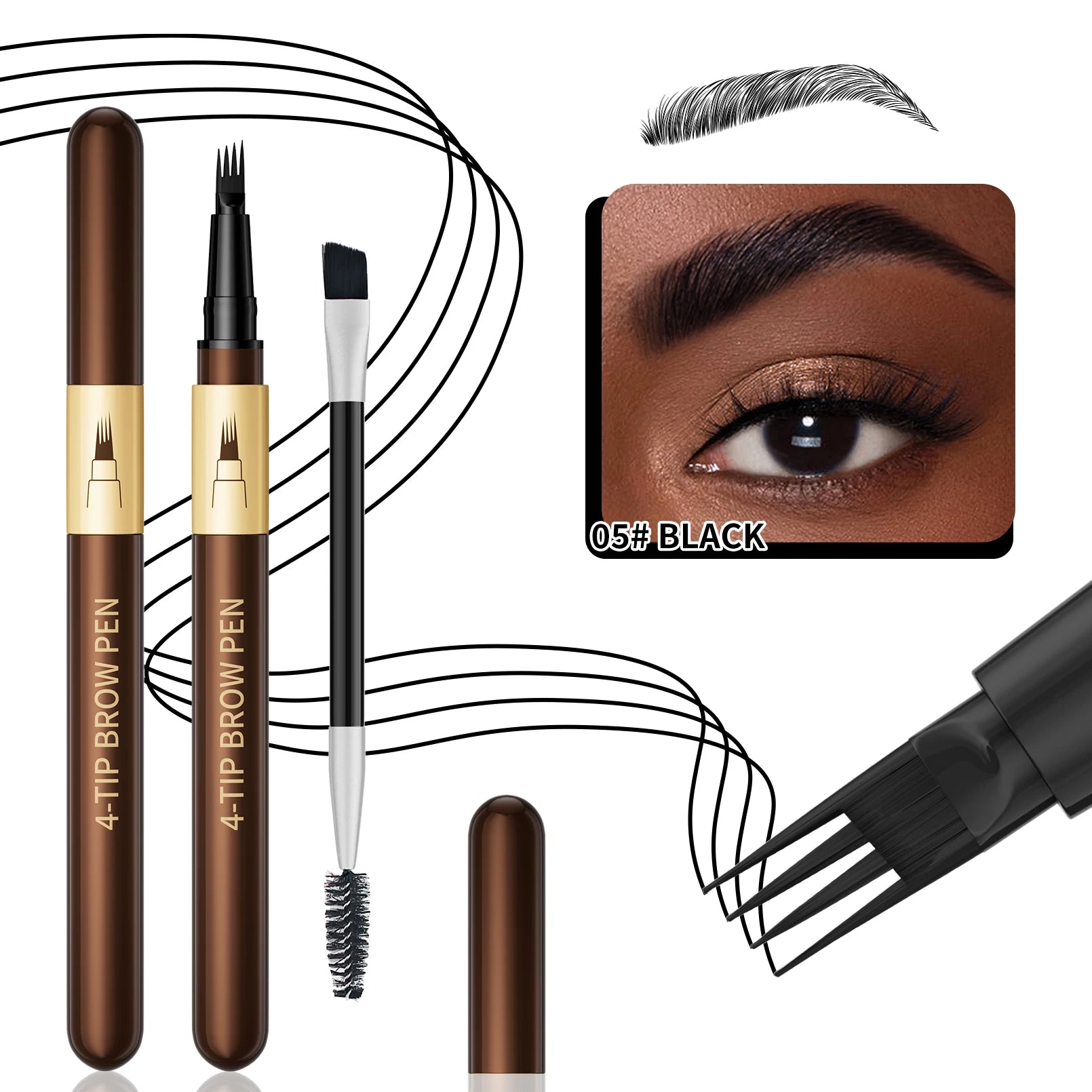 Four-pronged eyebrow pencil, four-end, long-lasting, non-smudged, water-resistant, anti-smudged eyebrow pencil Qme 9715-019-5
