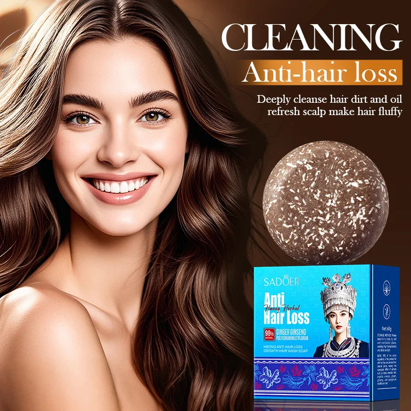 Oriental Hmong Traditional Anti-hair Loss Dandruff Solid Shampoo Soap Qme
