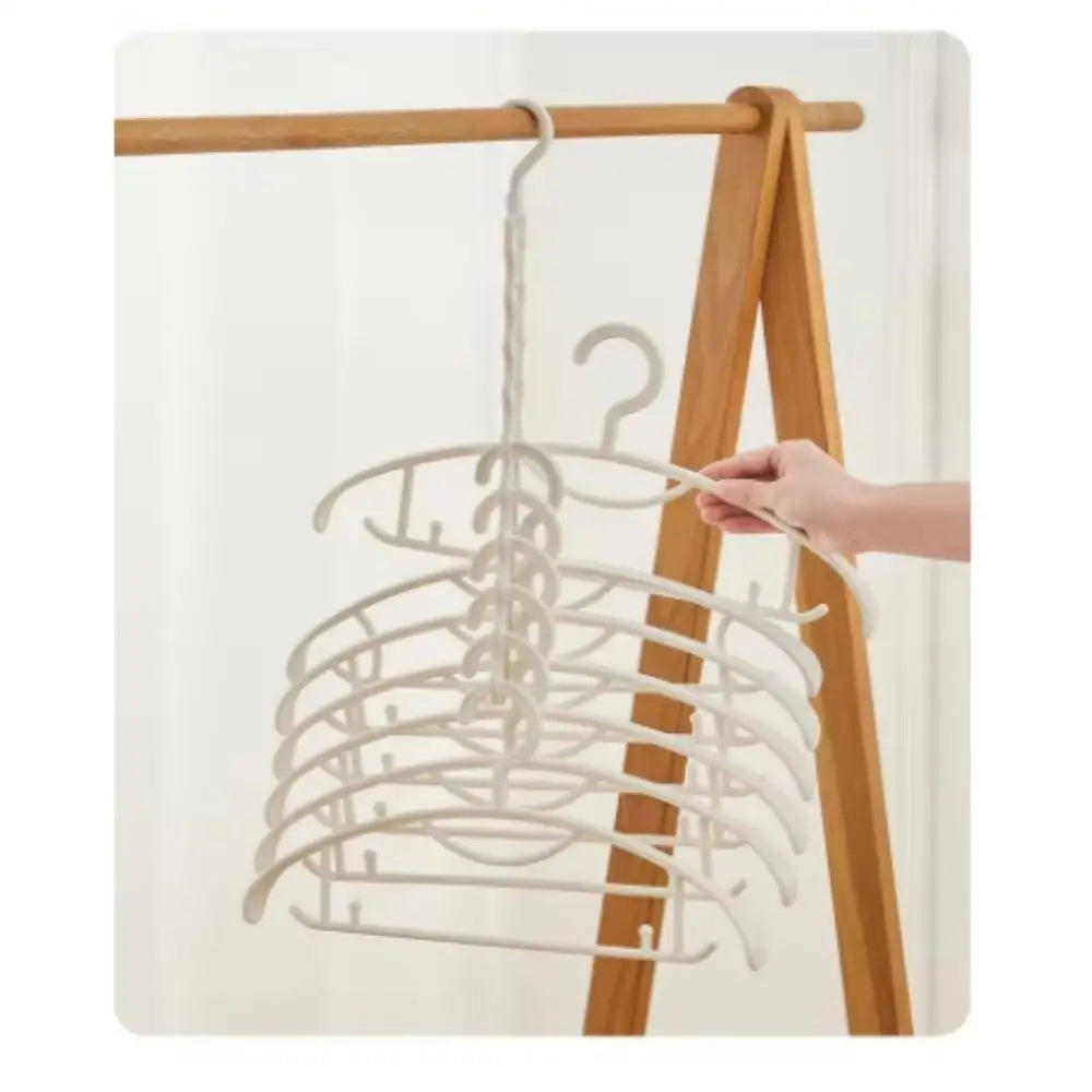 1PC Rotatable Porous Hanger Storage Rack Household Dormitory Clothes Brace Organizer Multi-Storey Balcony Hanger Storage Rack Qme