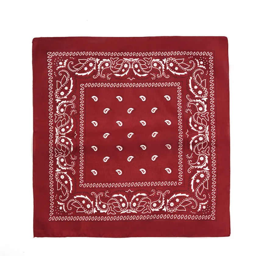 Fashion Hip Hop Bandana Kerchief Unisex Black Hair Band Neck Scarf Qme wine red 55CM-55CM