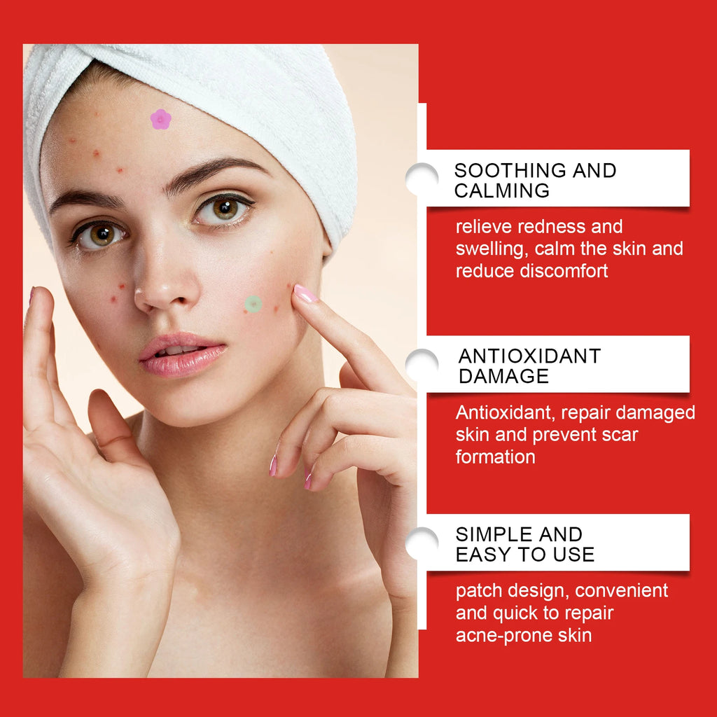 240Pcs Salicylic Acid Acne Pimple Patches Colorful Round/Heart/Flower/Star Shape Acne Removal Skin Care Stickers Covering Zits Qme