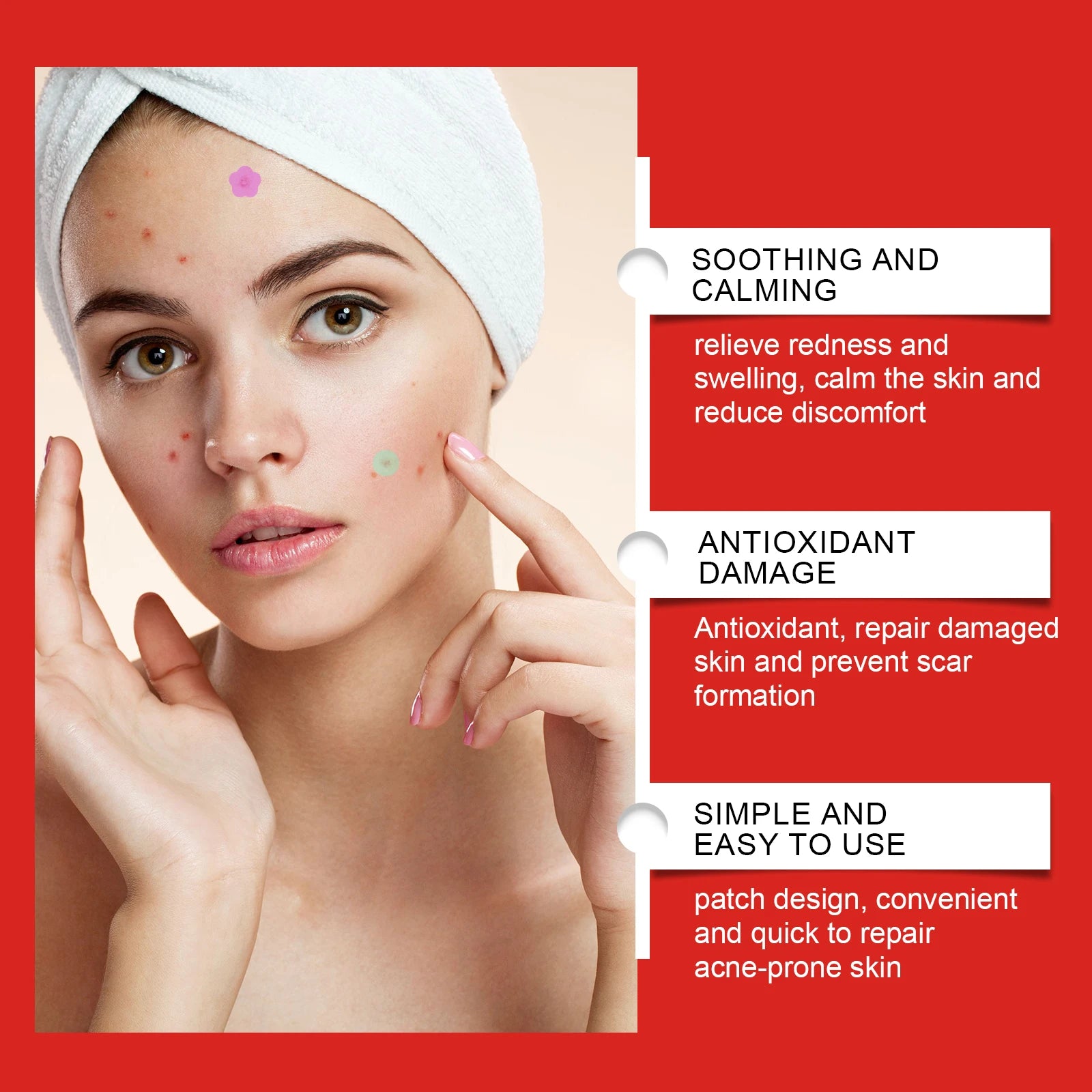 240Pcs Salicylic Acid Acne Pimple Patches Colorful Round/Heart/Flower/Star Shape Acne Removal Skin Care Stickers Covering Zits Qme