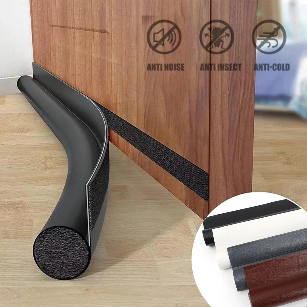 New Adjustable Door Bottom Weatherproof Strip Soundproof Under Door Air Damper Wear-resistant Leather Foam Door Seal Strip Qme