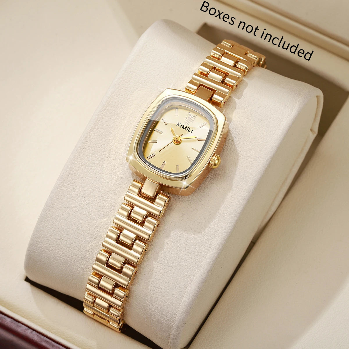 Ladies' Gold Tone Quartz Watch, 5 Colors Available with Minimalist Dial, Perfect Gift for Her Qme Gold Gold No Box