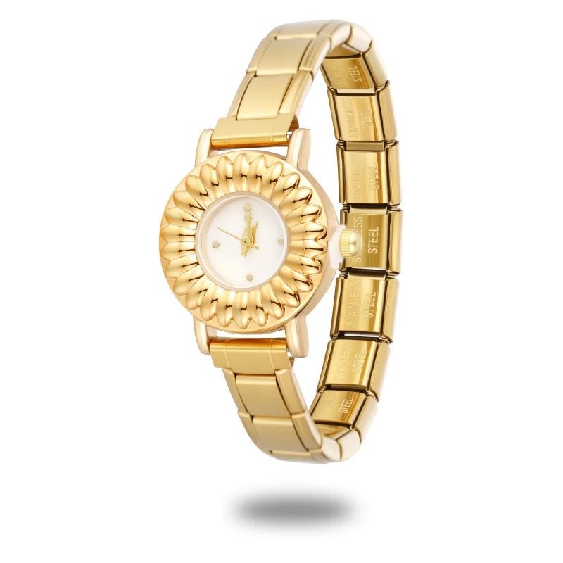 New 1PC High Quality Women's Stainless Steel Round Stereoscopic Watch Bracelet Bangle For Friend Wife Birthday Gift DIY Jewelry Qme Style 2
