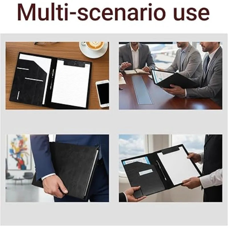 Faux Leather Interview Portfolio Folder Notepad Holder Business Card Qme