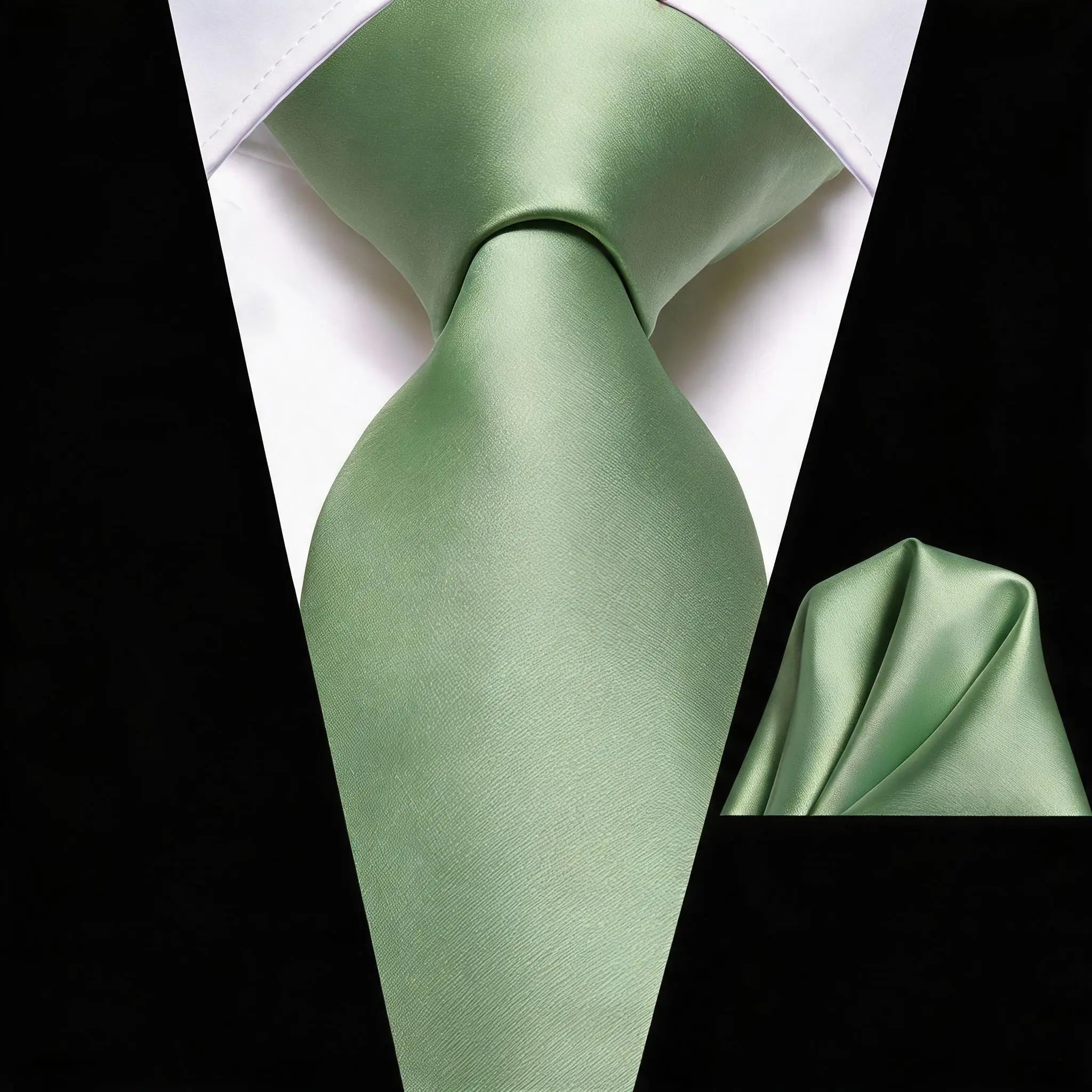 Men Solid Necktie Matching Pocket Square Two Pink Yellow Purple Green Qme LDSN3403