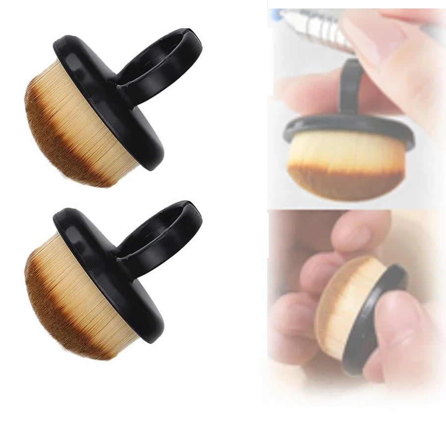 1 Nail Dust Brush Cleaning Manicure Scrubber Ring Duster Soft Fiber Qme