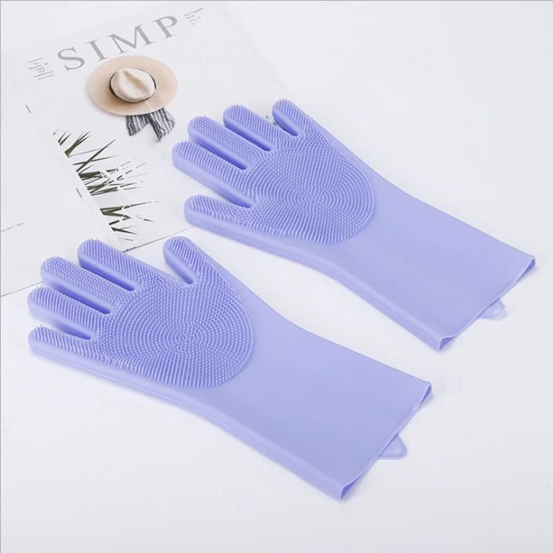 1/3/5pcs mix New Pet Dog Cat Bathing Grooming Cleaning Silicon Hair Removal Gloves Magic Dishwashing Cleanner Sponge Qme 1pcs violet