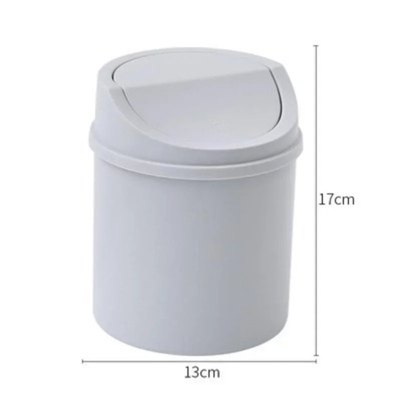 Mini Desktop Bin Small Trash Can Tube Cover Bedroom Garbage Clean Qme Light Grey