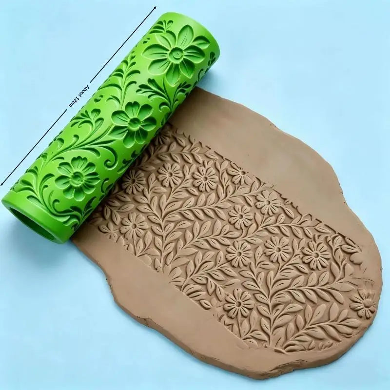 Floral Butterfly Texture Polymer Clay Roller Food-safe Ceramic Qme A1