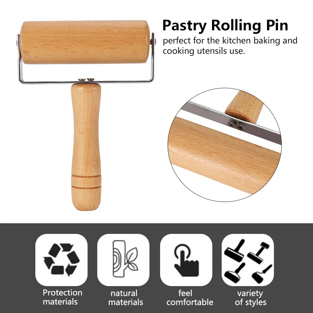 Wooden Rolling Pin Pastry and Pizza Dough Roller Manual Baker Roller Smooth Surface Baking Tool for Kitchen Cake Pizza Bread Qme