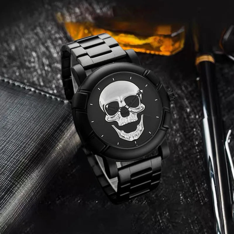 Halloween Skull Men's Quartz Watch Men's Steel Belt Set Qme