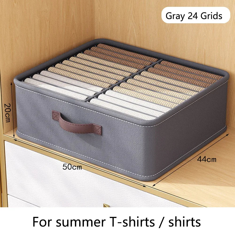 Household Foldable Clothes Storage Organizer Pants Shirt Storage Boxs Drawer Wardrobe Organizer Underwear Closet Space Saving Qme Gray 24 Grids