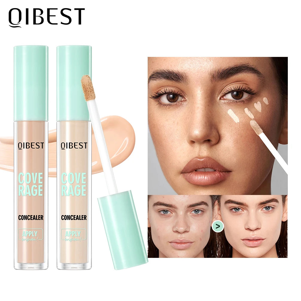 QIBEST 3D Full Coverage Concealer Long Lasting Liquid Concealer For Dark Circles Natural Finish Seamless Blend Under Eye Makeup Qme