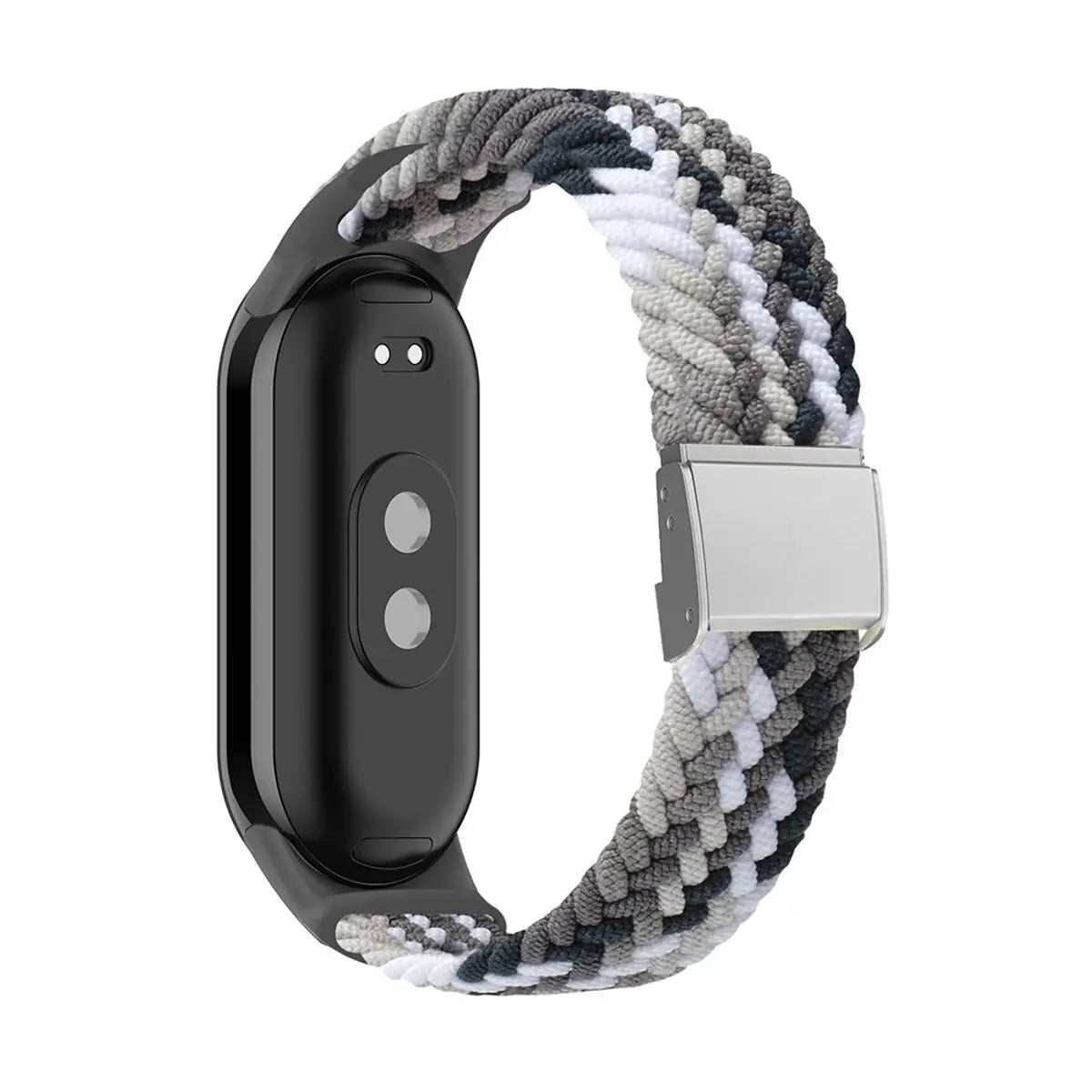 Adjustable Braided Nylon Elastic Wristband for Xiaomi Mi Band 8 Fitness Tracker Stainless Steel Buckle Replacement Strap Qme Colorful Black for Mi Band 8