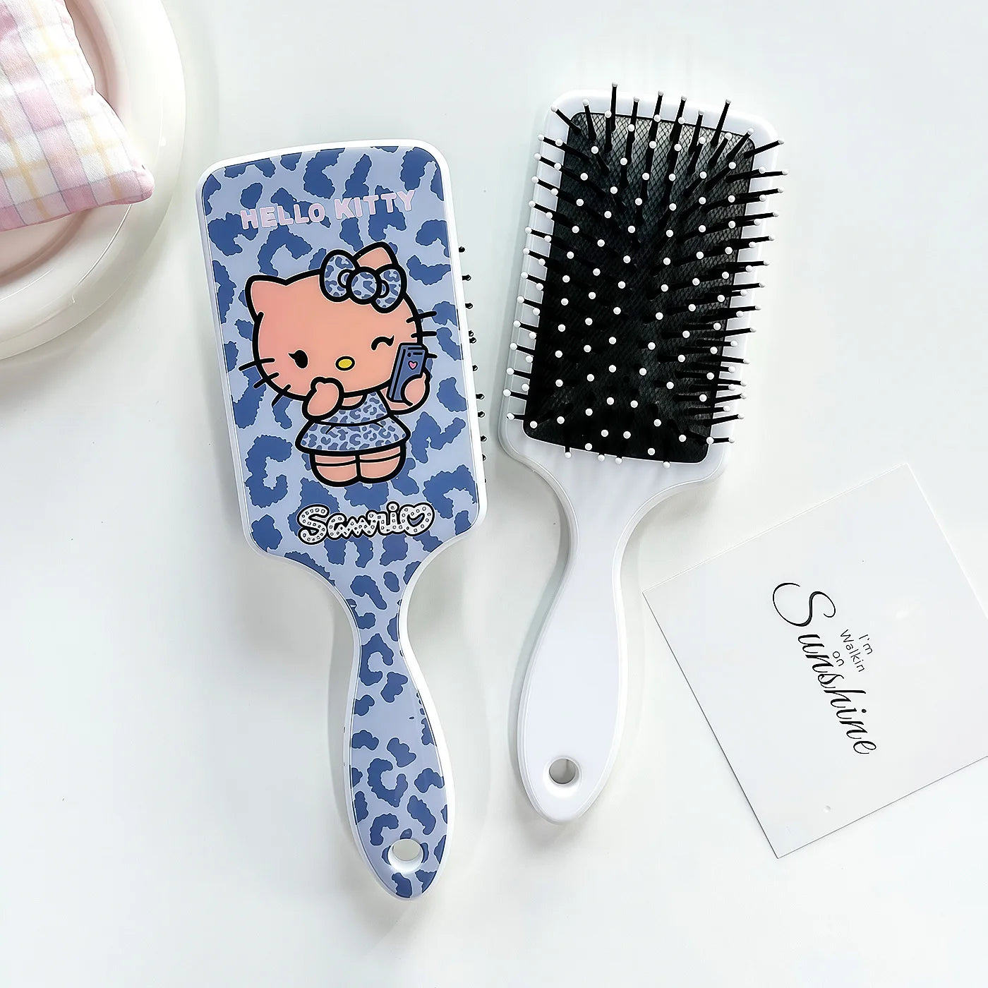 Hello Kitty Kuromi Square Clear Comb Cartoon Cushion Comb Hair Comb & Scalp Massager Air-Cushion Comb Qme 3