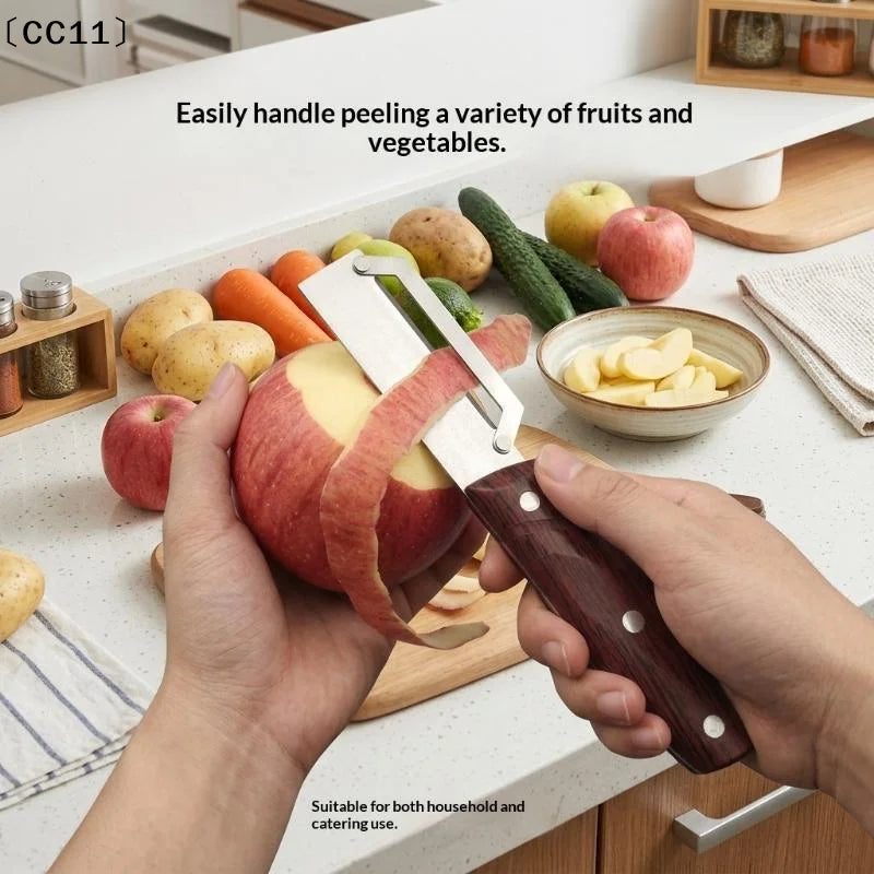 Stainless Steel Veggie Peeler Sharp Blade Faux Rosewood Handle Qme Default Title