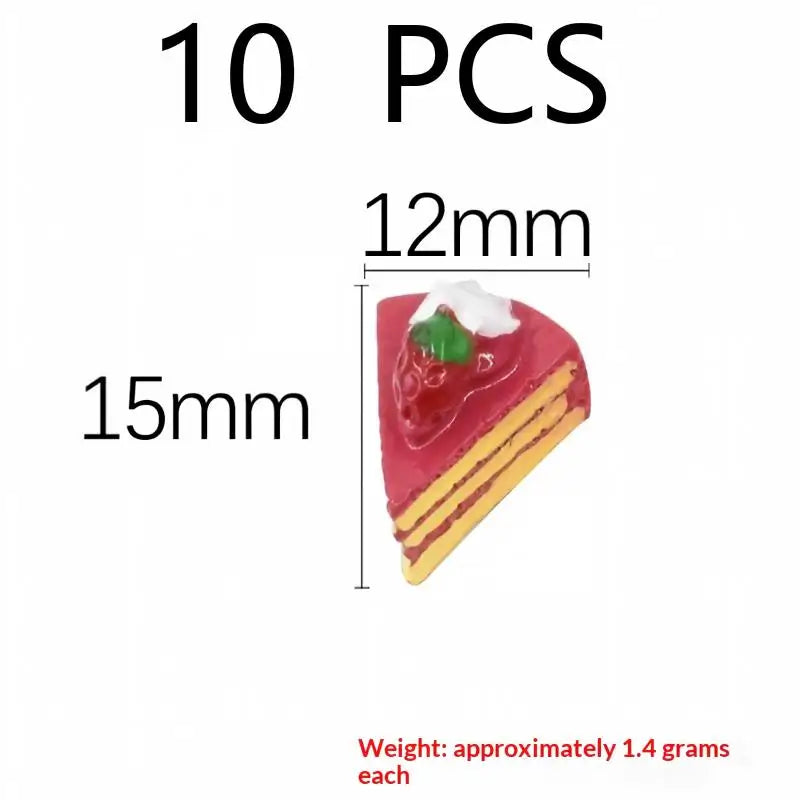10Pcs Resin Mini Cake Kawaii Fake Food Miniature Embellishments For Craft Cell Phone Cover Decor Accessories Qme A11