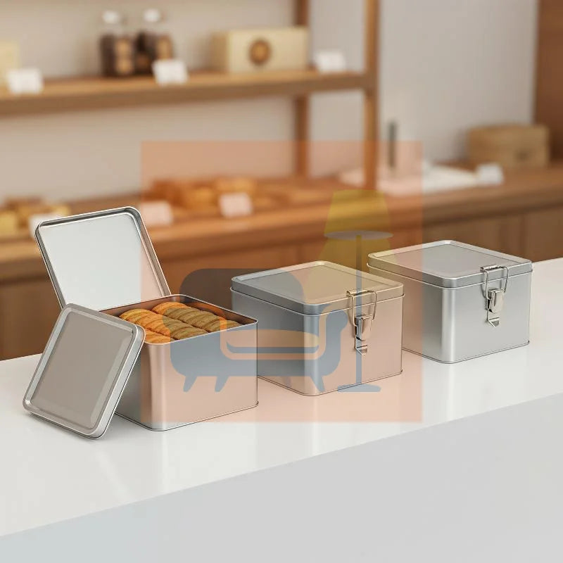 Metal Rectangular Iron Box Old Fashioned Storage Cake Packaging Box Durable With Lid Buckle Organizer Qme