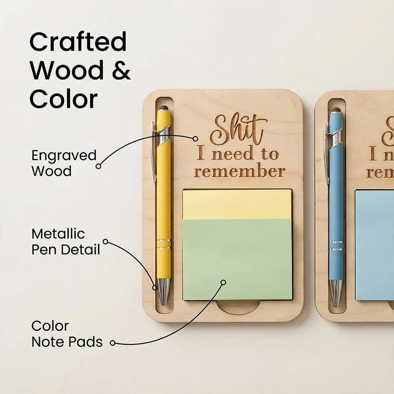 Creative Wooden Sticky Note Clip Holiday Tags Durable Desk Organizer Qme