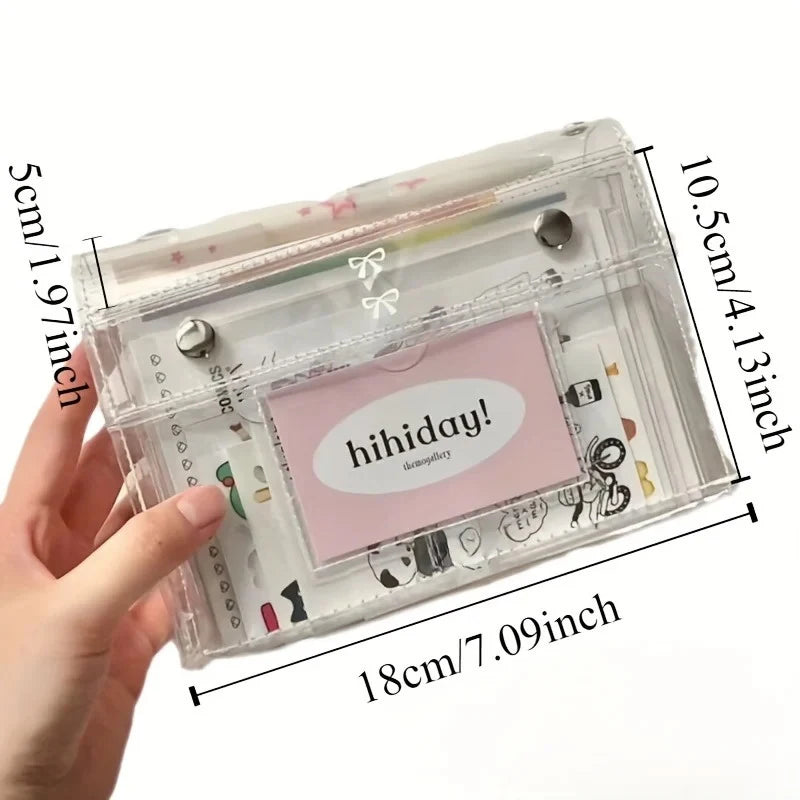 Pencil Case Students 4-Layer PVC Transparent Makeup Bag Travel Qme Default Title