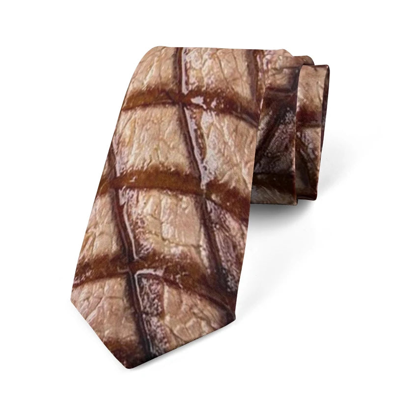 Unisex Meat Design Tie Fashion Food Printing Men's Fun Wedding Party Qme style2