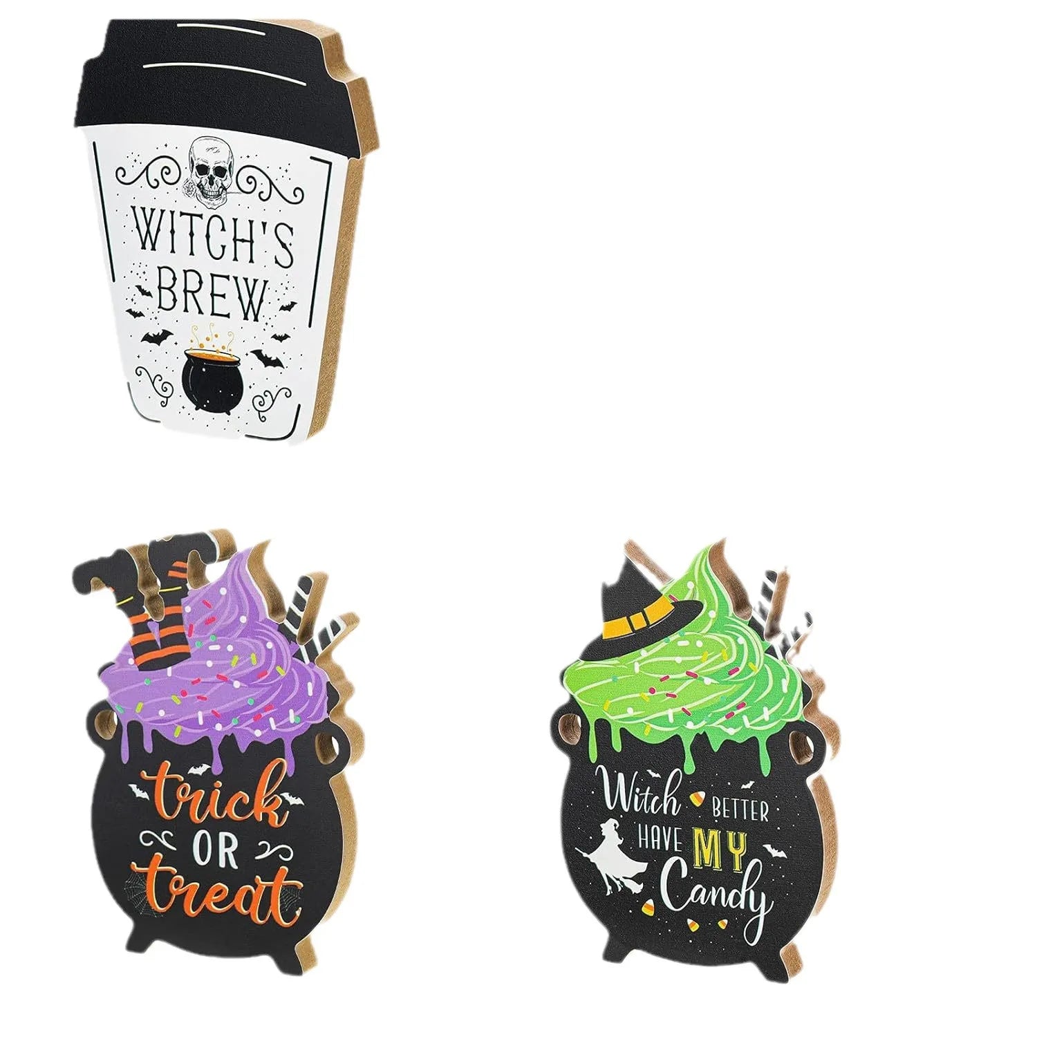 Autumn Farmhouse Halloween Tiered Tray Decor Witch Rustic Table Qme