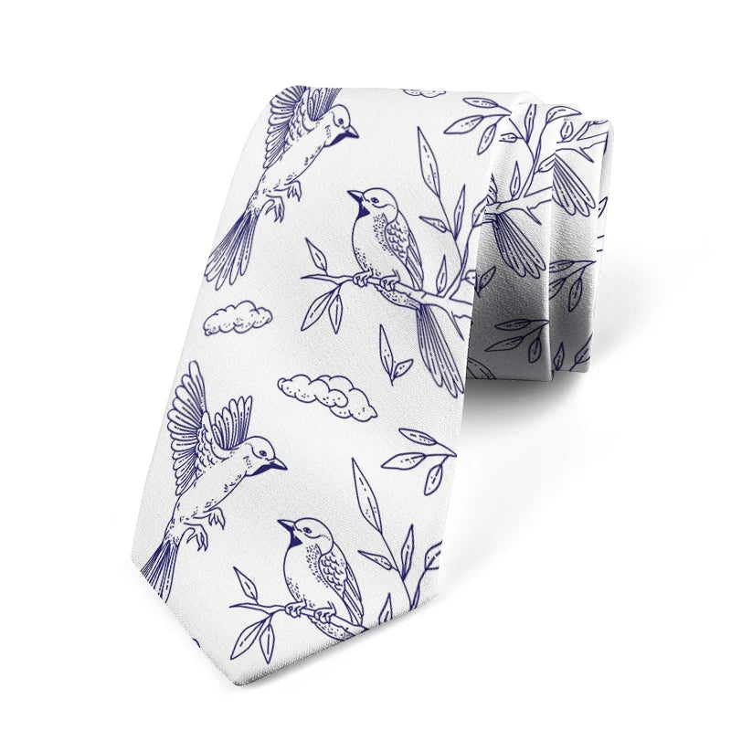 Funny Sparrow Print Tie Men Women Wide Casual Daily Business Shirt Qme style2