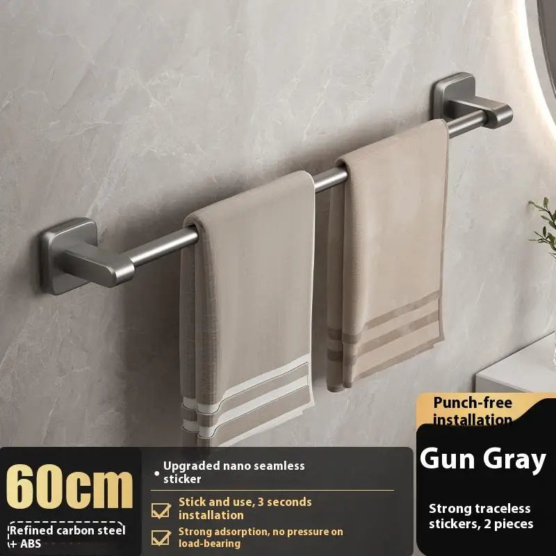Bathroom Storage Rack Towel Organizer Wall-mounted Shelf Two Layer Qme One Layer Gray 60cm