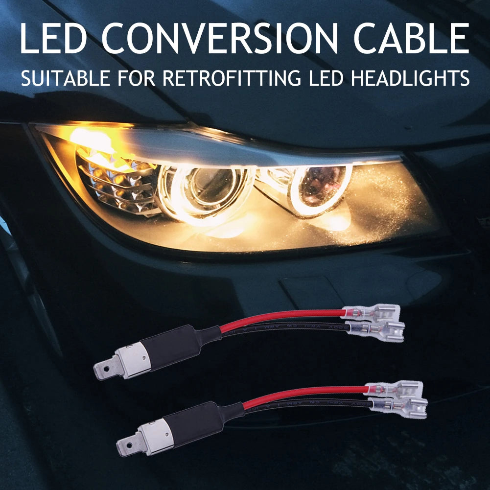 2Pcs LED H1 H1 LED Single Conversion Converter LED Replacement Bulb Single Converter Wiring Headlight Bulb Connector Qme