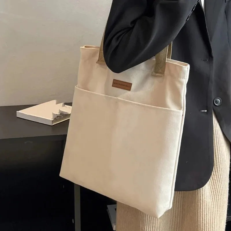 Women's Tote Bag Canvas Sewing Thread Large Capacity Advanced Sense Qme