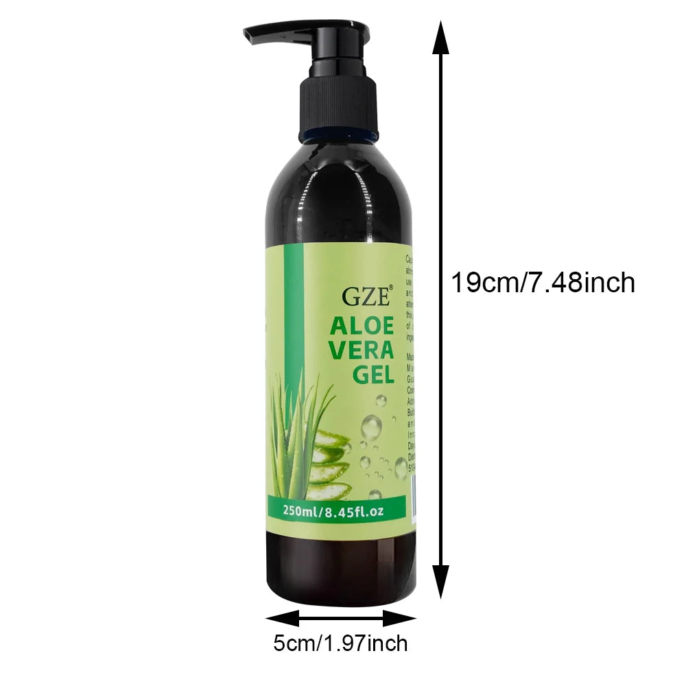 GZE Aloe Vera Gel Boosts Skin Vitality & Hair Hydration & Frizz Control, Sensitive Skin Deeply Moisturizes & Nourishes Qme ALOE VERA GEL 250ml