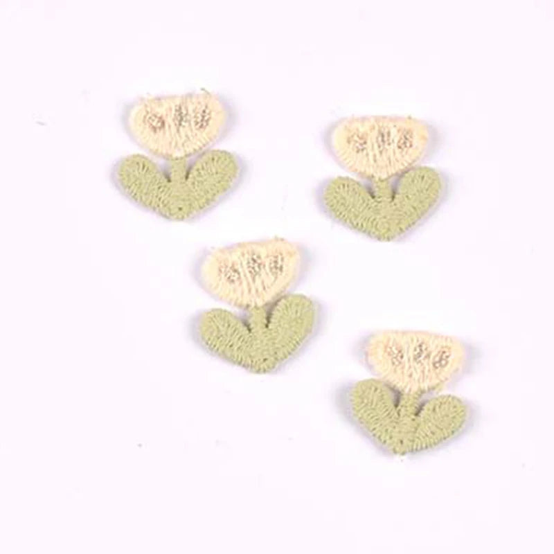 20pcs 16x17mm Assorted Color Tulip Embroidered Appliques,Sewing Decoration DIY Clothes Hair Accessories No Glue cp3854 Qme 16x17mm-5