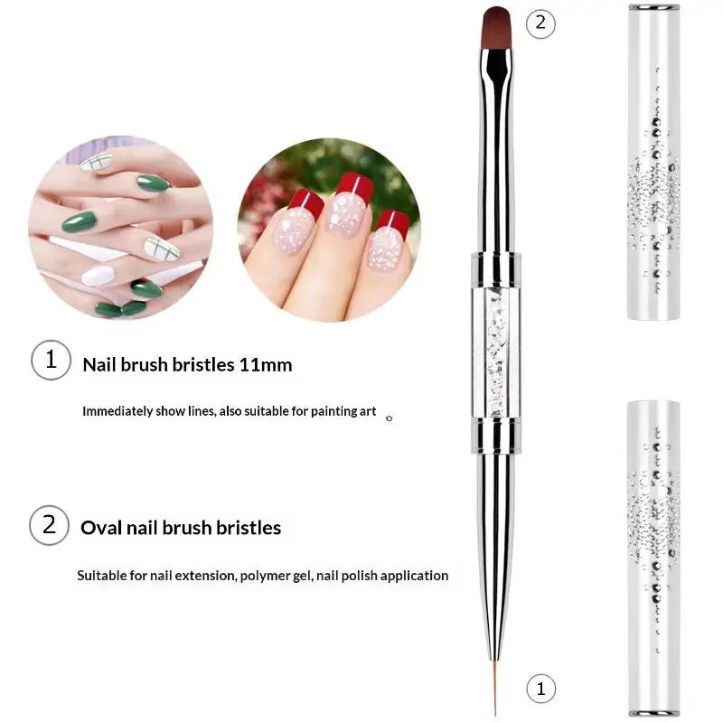 Crystal Nail Art Liner Brush Dual Head Painting Pen Lightweight Qme