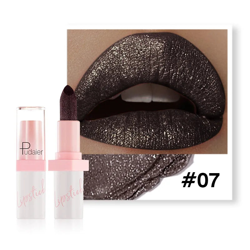 Shiny Pearl Diamond Lipstick 10 Colors Metallic Matte Lip Gloss Long Lasting Waterproof Moisturising Lip Tint Beauty Cosmetic Qme 07