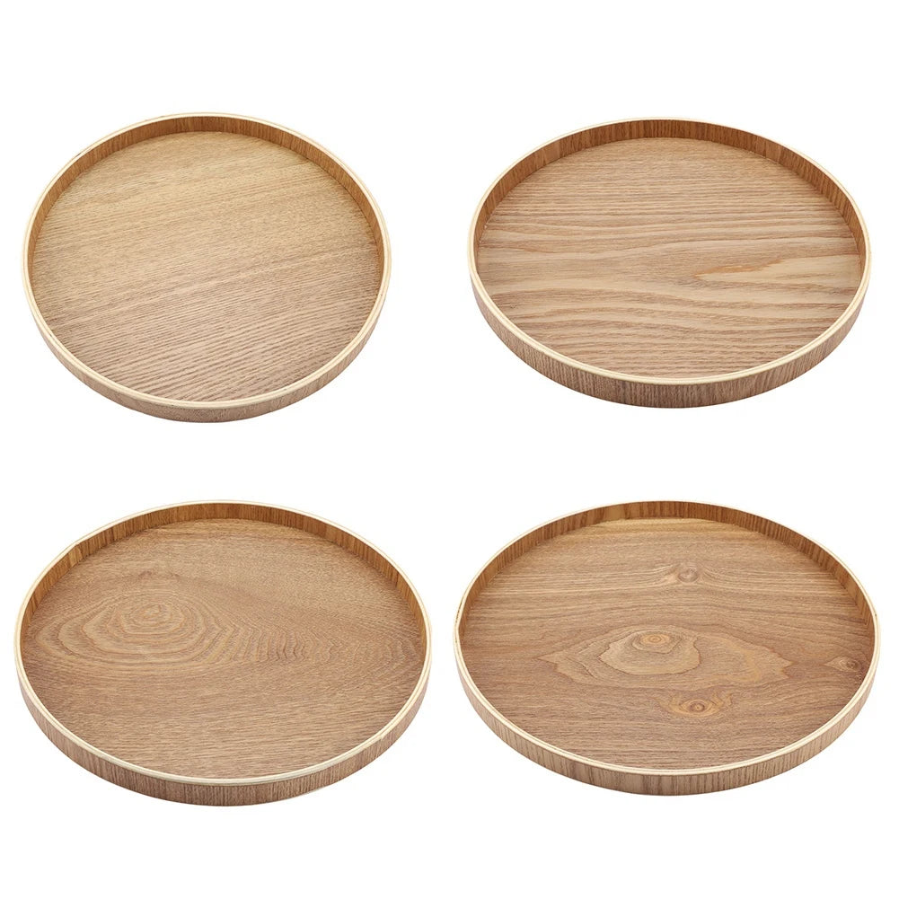 Wood Round Tray Nordic Wooden Serving Tray for Coffee Fruits Candies Table Kitchen Food Home Decoration Wooden Serving Tray Qme
