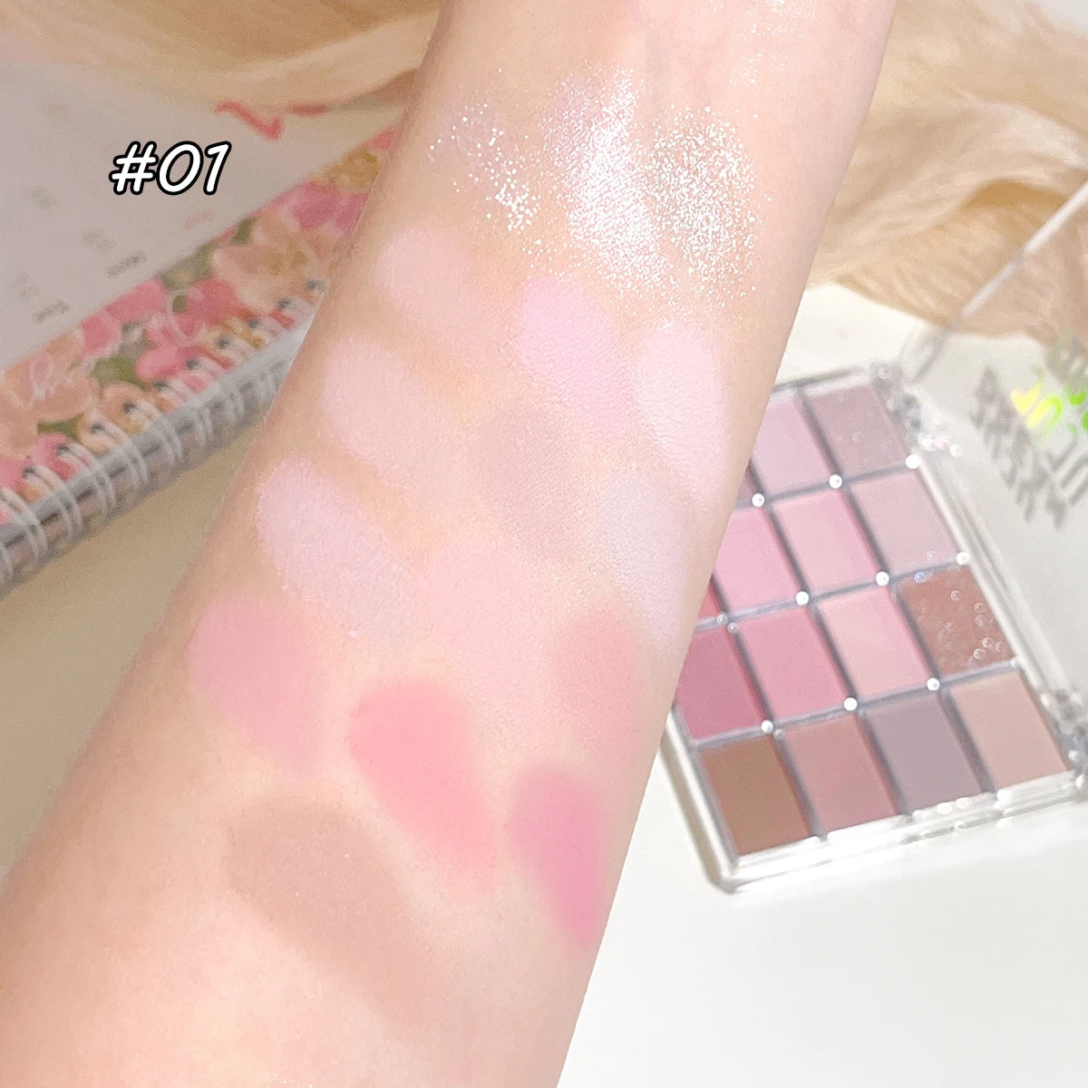 16-Color Eyeshadow Palette Matte Shimmer Nude Earth Tones Silky Qme