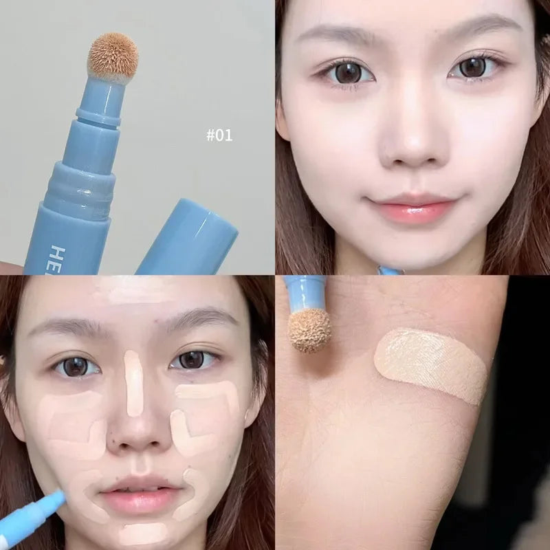 Soft Plush Head Concealer Pen Detail Covering Dark Circles Even Skin Tone Brightening Oil Control Foundation Face Holding Makeup Qme 01