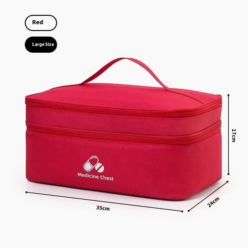 First Aid Home Travel Double Layer Classification Storage Drug Qme L Red