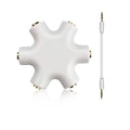 5-Jack Female Connector Adapter 3.5mm Multi Headphone Audio Splitter with 3.5mm Stereo Cable 20cm Digital Audio Video Cables Qme White