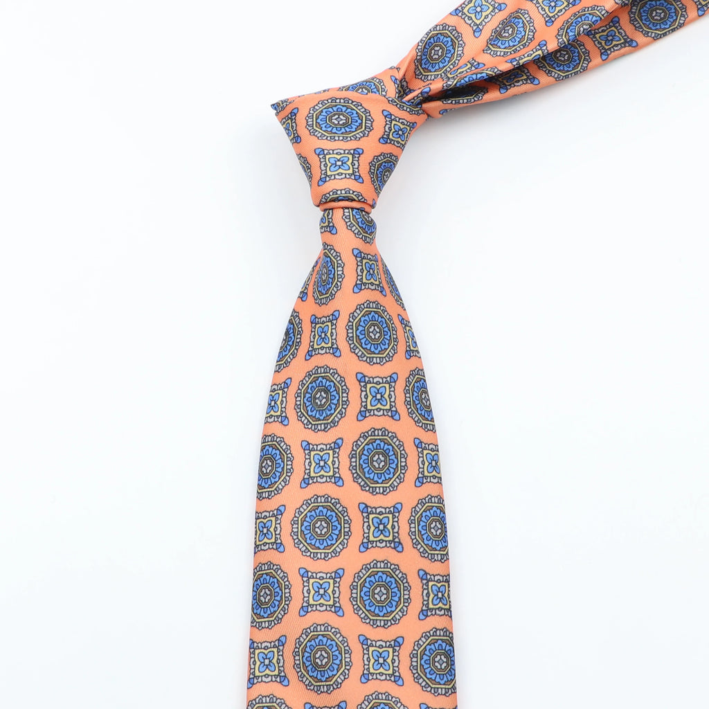 Men's Fashion Silk Tie Soft Novelty Necktie Blue Green Orange Ties Qme