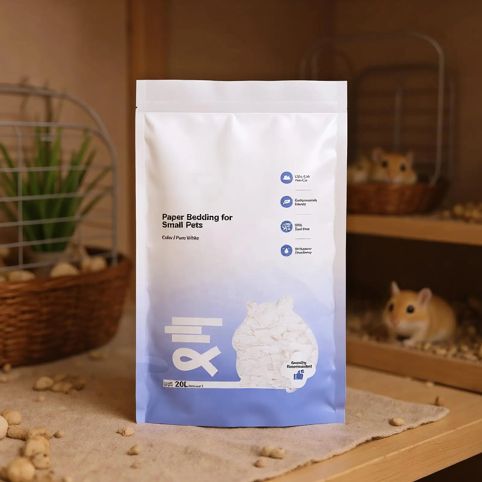 Small Animal Bedding Hamster Paper Cotton Bedding Odor Control Water Absorption Cage Decoration Rabbits Supplies for Outdoor Qme