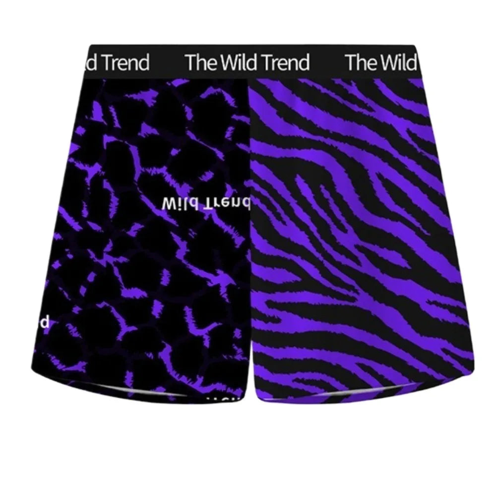Loose Leopard Beach Shorts High Waist Underpants Men's Sleep Bottoms Sweatshorts Pajamas Baggy Bloomers Shorts Pants Qme L Style G