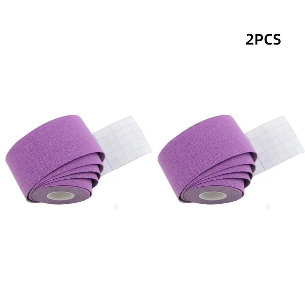 Sports Kinesio Tape Muscle Kinesiology Elastic Knee Pain Relief Strain Patch Athletic Recovery Stickers Fitness Bandages Qme Purple-2pcs