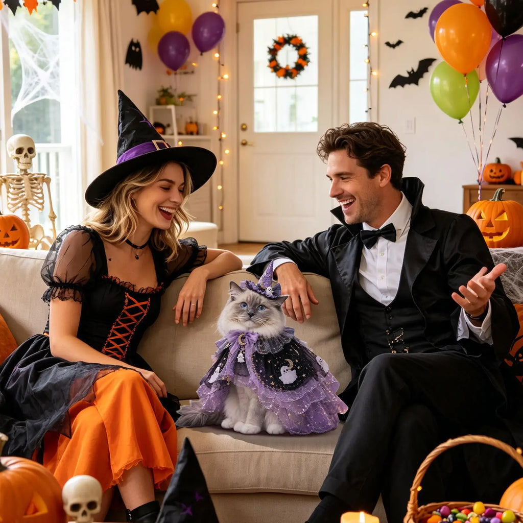 Halloween Costume Cats Pet Cosplay Cloak Cape Kitten Holiday Home Qme