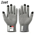 Food Grade Touch Screen Anti Cutting Gloves 1/3/5Set Protective Safety Gloves For Kitchen Slaughter Fish Killing Processing Qme Grey 1set