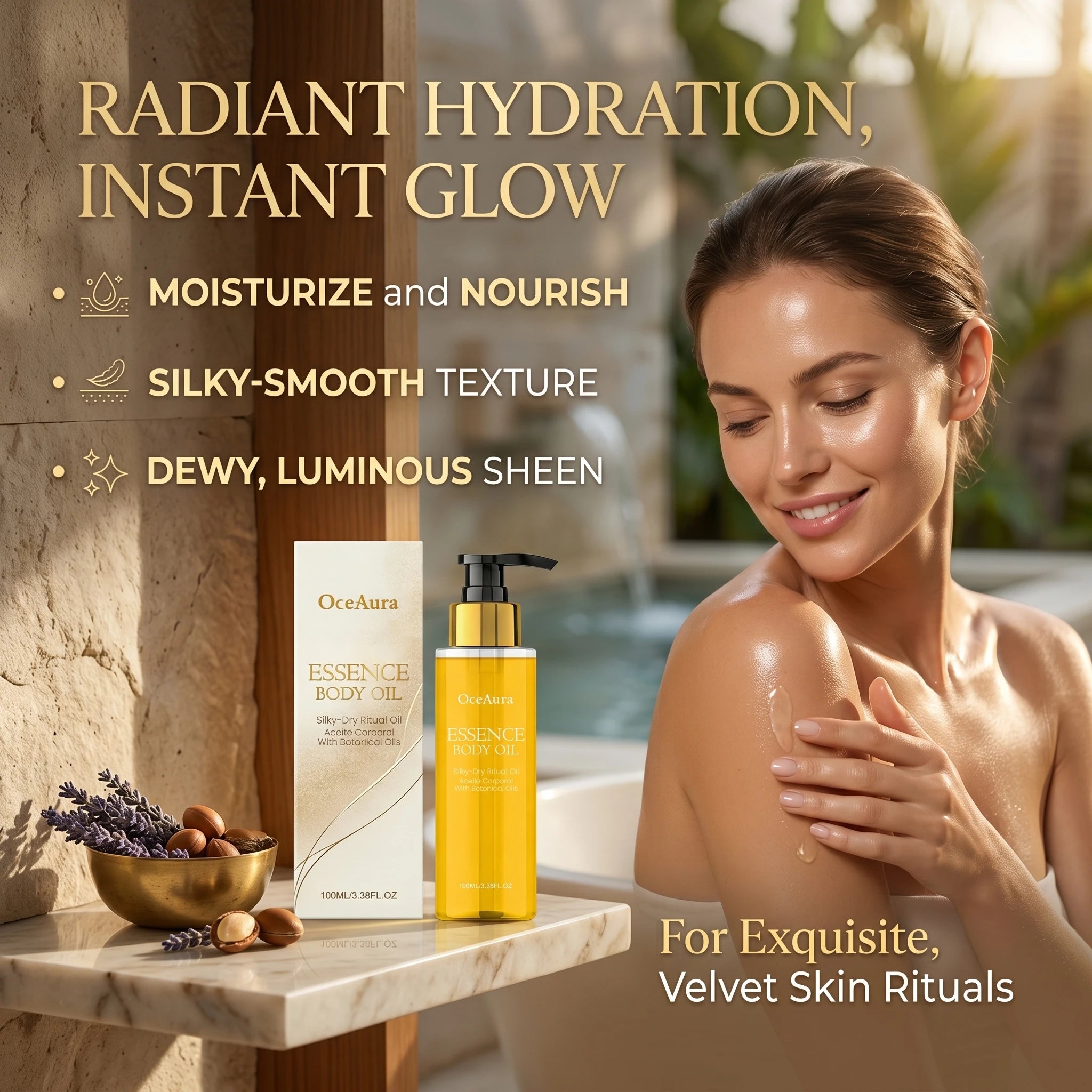 OceAura Essence Body Oil Even Skin Tone Fades Fine Lines Improve Dullness Oily Face Relief Firm Skin Care Moisturizing Serum Oil Qme