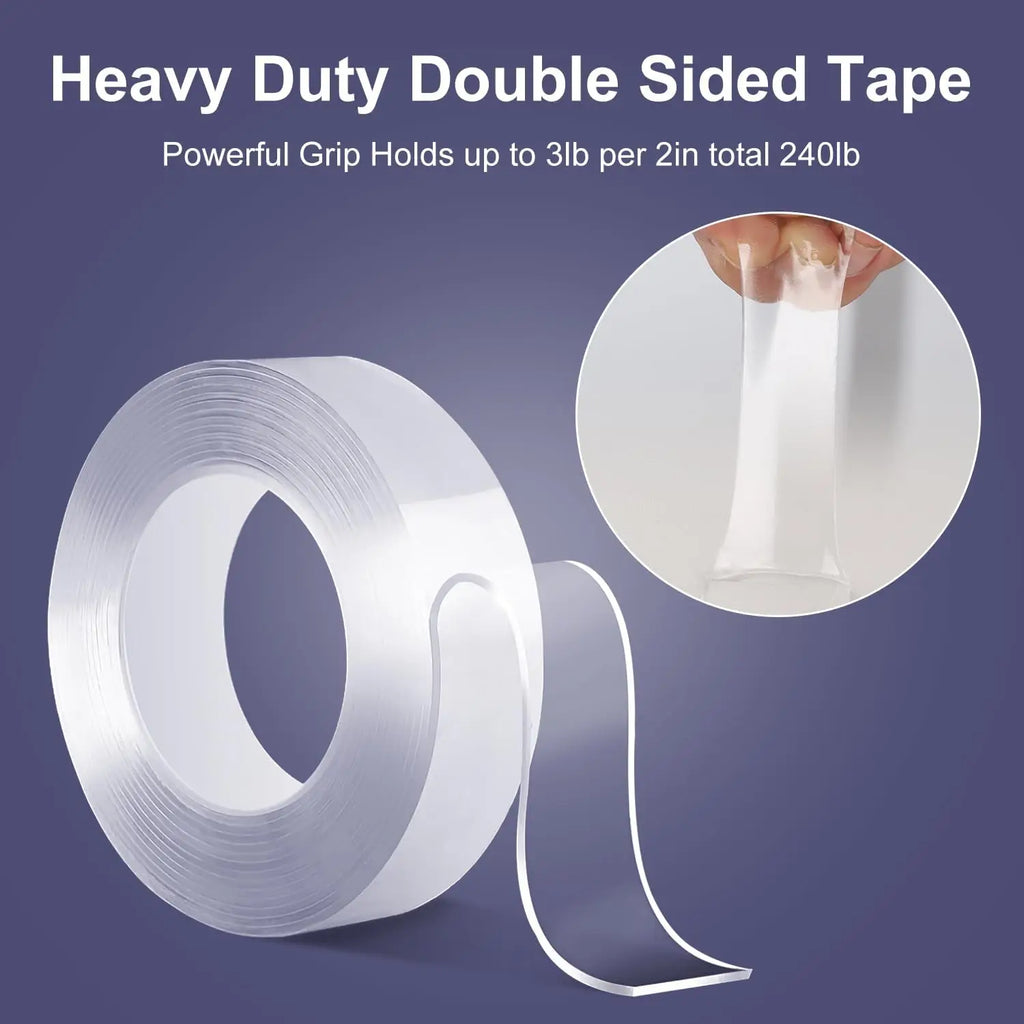 Transparent Double Sided Tape Nano Tape Mounting Tape Strong Adhesive Strips Sticky Multipurpose Removable Household Qme 1Pc 3M 2MM|50mm